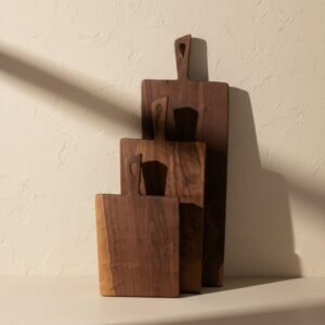 2 Handmade Teak Wood Cutting Board – Polished Horn Design, Large Cheese and Chopping Board Gift - Wholesale