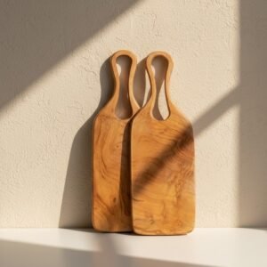 5 Handmade Teak Wood Cutting Board – Polished Horn Design, Large Cheese and Chopping Board Gift - Wholesale.