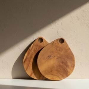 6 Handmade Teak Wood Cutting Board – Polished Horn Design, Large Cheese and Chopping Board Gift - Wholesale