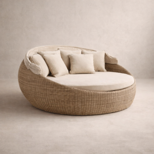 Round HDPE Synthetic Rattan & Outdoor Fabric