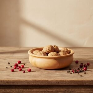 1 Natural Teak Wood Serving Bowl – Durable, Timeless & Food-Safe Wooden Tableware