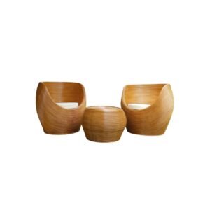 1 Modern Round Rattan Lounge Set - Handwoven Natural Furniture With Cushions