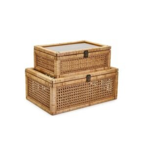 1 Natural Rattan Box with Lid – Eco-Friendly Handcrafted Storage for Living Room or Bedroom