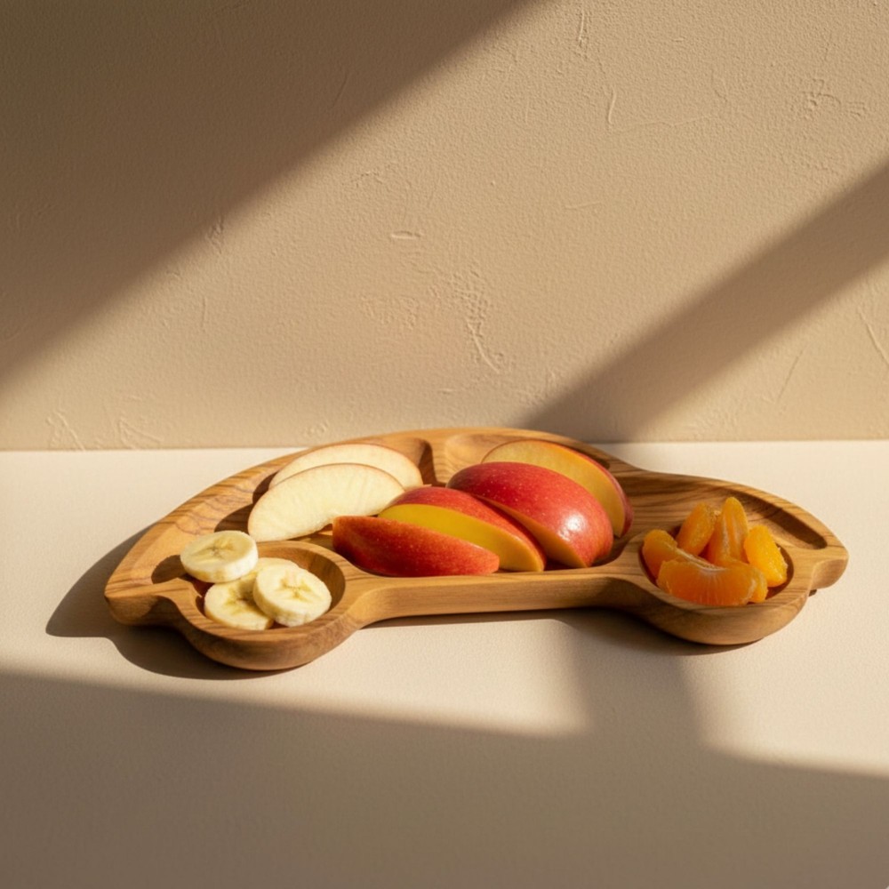 Teak Wood Heart Plates for Lunch and Dinner-Durable Wooden Dishes & Plates