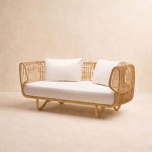 2 Contemporary Indoor/Outdoor Loveseat Sofa Woven Rattan with Includes Sofa Cushions