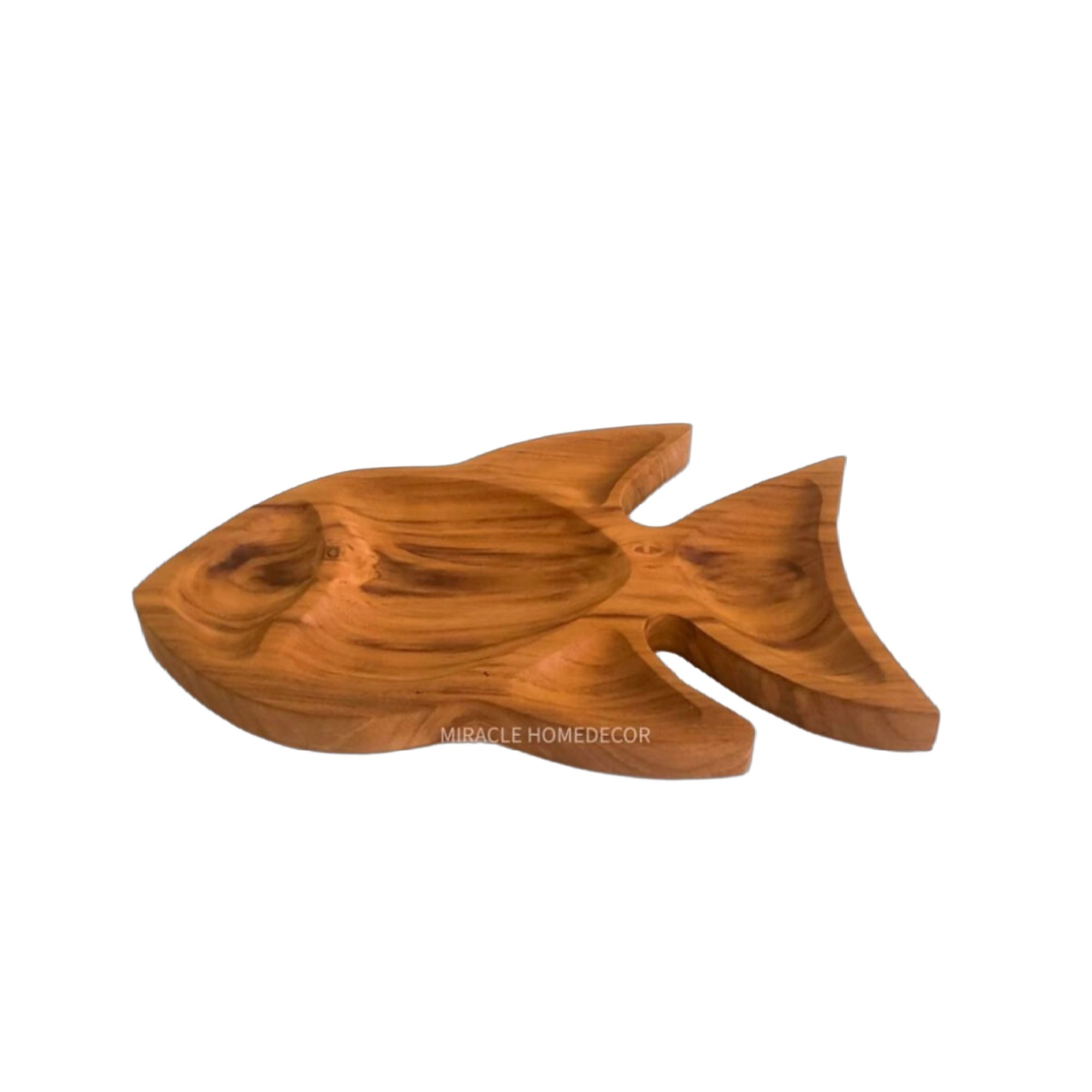Teak Wood fish Plates for Lunch and Dinner-Durable Wooden Dishes & Plates - Image 2