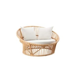 23 Modern Round Rattan Lounge - Handwoven Natural Chair With Cushions