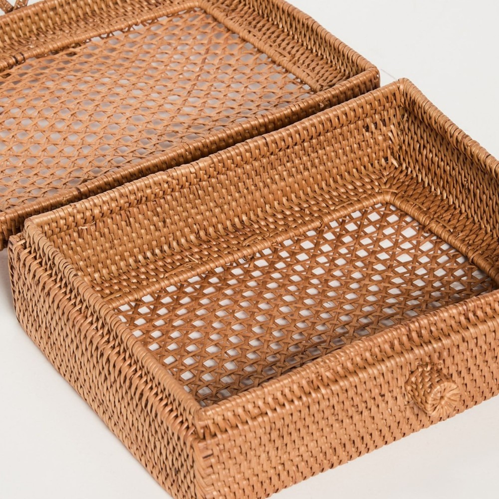 Handwoven Rattan Ketak Box with Button – Natural Decorative Storage Organizer - Image 2