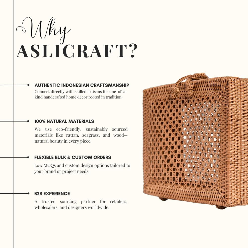 Handwoven Rattan Ketak Box with Button – Natural Decorative Storage Organizer - Image 3