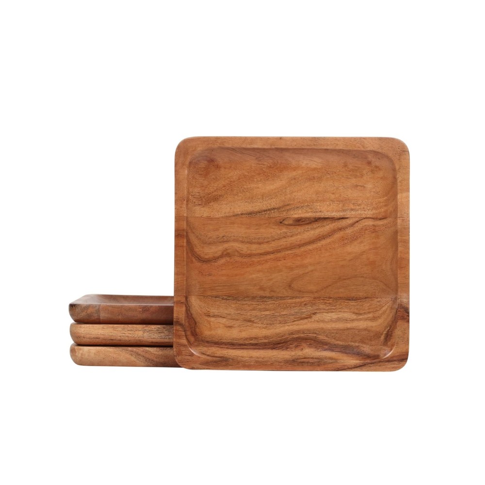 Teak Wood Square Plates for Lunch and Dinner-Durable Wooden Dishes & Plates - Image 2