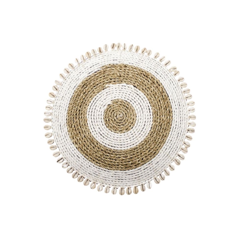 Natural Pandanus and Seashell Dining Placemats – Handmade, Coastal-Inspired Table Mats for Restaurants, Hotels, and Wholesale