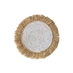 46 Rustic Handmade White and Natural Raffia Table Placemats – Durable, Eco-Friendly Dining Accessories for B2B Suppliers