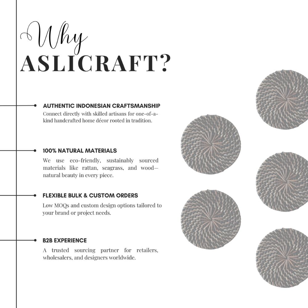 Handcrafted Rattan & Synthetic Rope Placemat – Natural Look, Round Placemat for Table Decor - Wholesale - Image 3