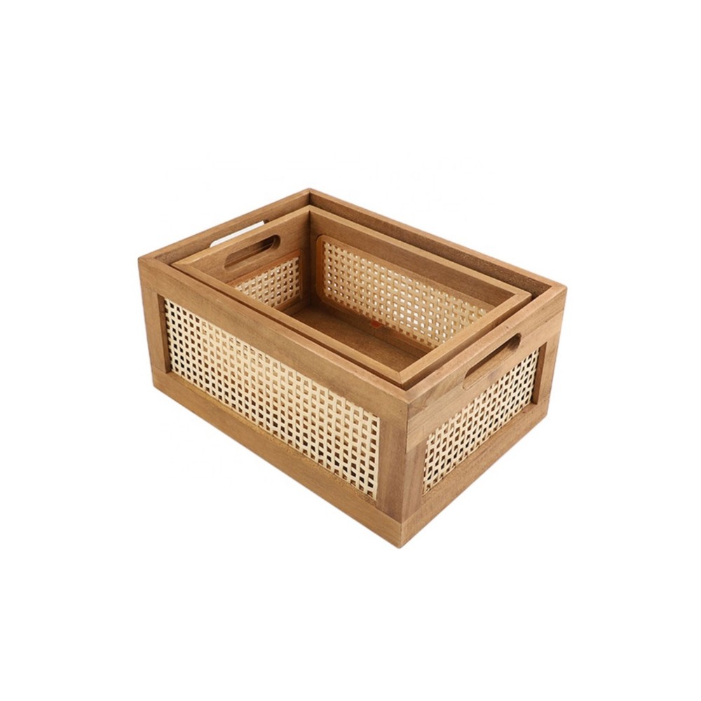 Boho Rattan Organizer Box – Handmade Decorative Storage Basket for Home & Office