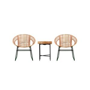 74 Round Lounge Chairs Made of Aluminum Frame and Woven Rattan with Natural Finish for Outdoor Use