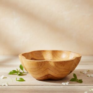 Premium Teak Wood Bowl Handmade Indonesian Serving Bowl for Kitchen & Dining