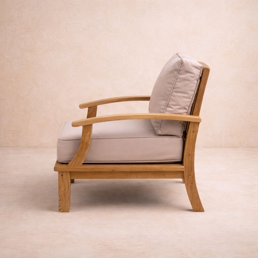 Ombar Teakwood Outdoor One-Seater Wave-Inspired Design - Image 2