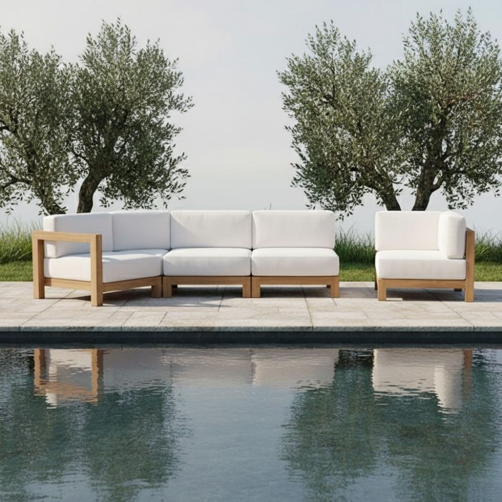 Salamelan Left-Hand Sofa Customizable Grade-A Teak Wood for Luxury B2B Spaces - Image 3