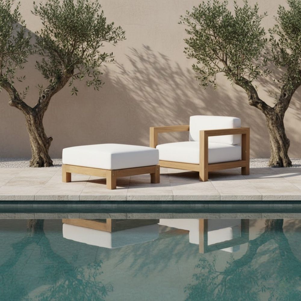 Salamelan Ottoman Handcrafted Grade-A Teak Wood Complement - Image 3