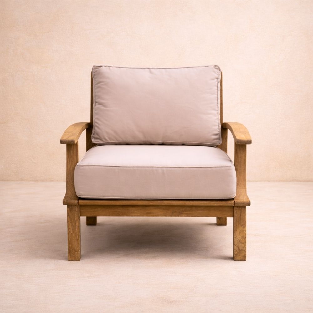 Ombar Teakwood Outdoor One-Seater Wave-Inspired Design - Image 3