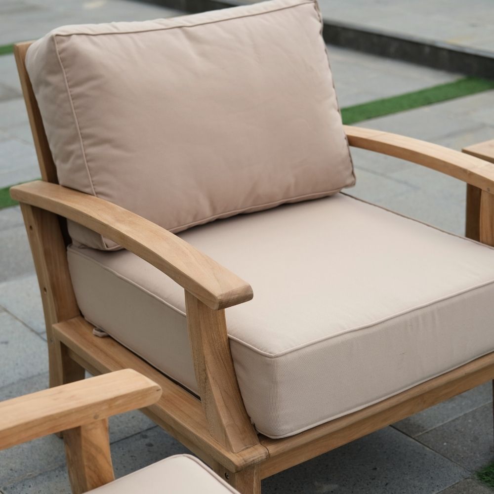 Ombar Teakwood Outdoor One-Seater Wave-Inspired Design - Image 5