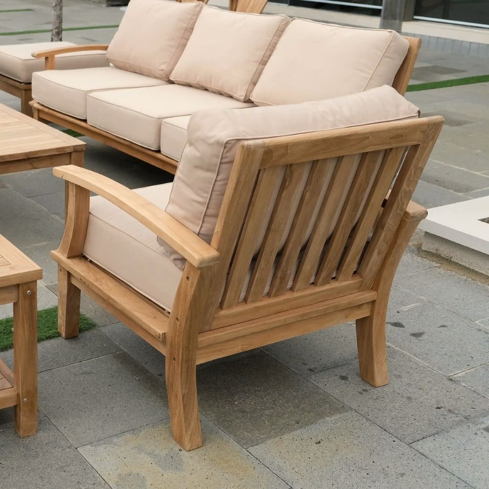 Ombar Teakwood Outdoor One-Seater Wave-Inspired Design - Image 6