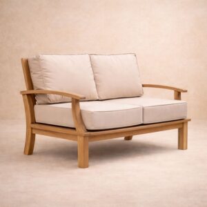7 Ombar Teakwood Outdoor Two-Seater Sofa Inspired by Ocean Waves